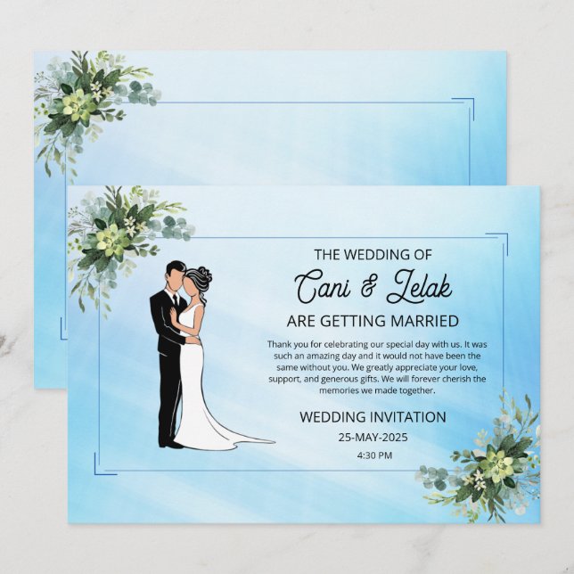 Invitación Personalizado Branded Romantic floral (Anverso / Reverso)