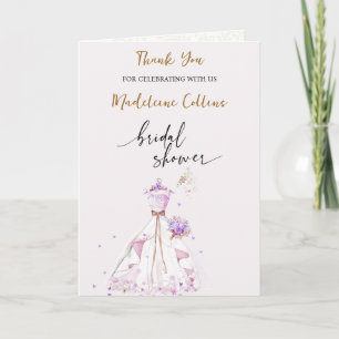 Invitación Personalizado Bridal Shower Boda vestido Gracias
