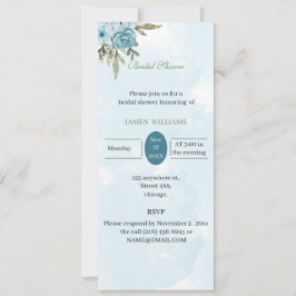 Invitación Personalizado Bridal Shower Elegante Flores azules