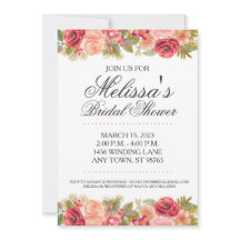 Personalizado Bridal Shower Invite, Rosa rosa y do