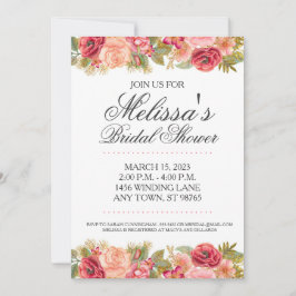 Invitación Personalizado Bridal Shower Invite, Rosa rosa y do