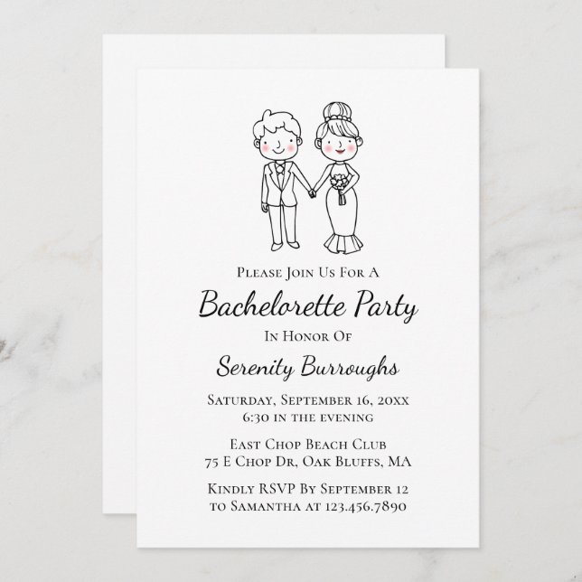 Invitación Personalizado Bride Groom Whimsical Bachelorette P (Anverso / Reverso)
