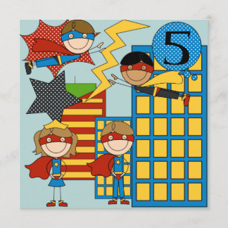 Invitación Personalizado Brown Hair Boy Super Hero Cumpleaños