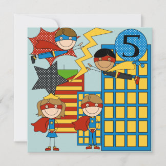 Invitación Personalizado Brown Hair Boy Super Hero Cumpleaños