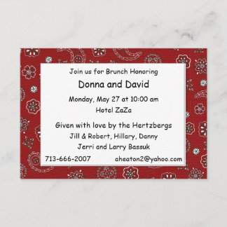 Invitación Personalizado brunch rojo occidental de Bandana 8