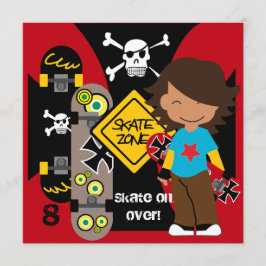 Invitación Personalizado Brunette Skateboarding Cumpleaños In