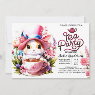 Invitación Personalizado Bunny's Open House Tea Fiesta