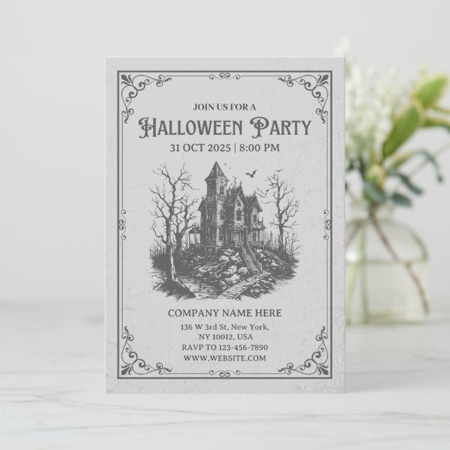 Invitación Personalizado Business Minimalista Halloween Fiest (Anverso de pie)