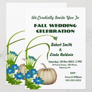 Invitación Personalizado Calabaza Blanca Caída Floral Verde