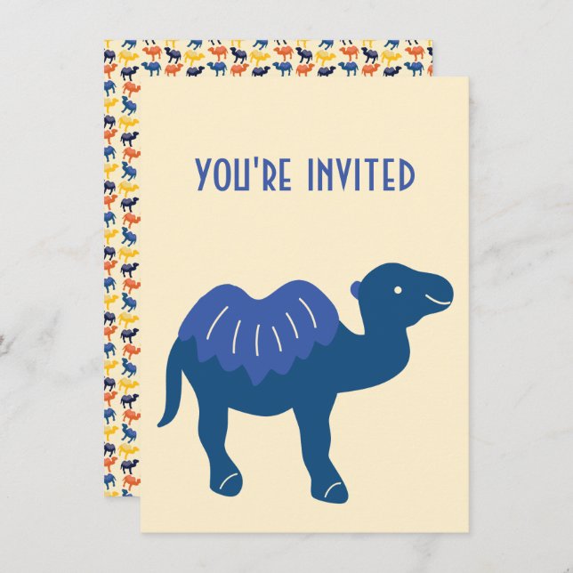 Invitación Personalizado Camel Blue Bactria 2 Hump Personaliz (Anverso / Reverso)
