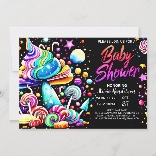 Invitación Personalizado Candyland Baby Shower (Anverso)