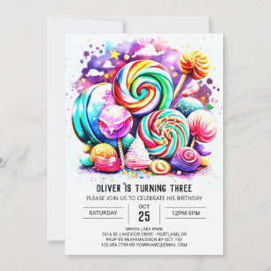 Invitación Personalizado Candyland Editable Cumpleaños