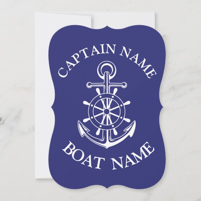 Invitación Personalizado capitán del barco nombre navy marine (Anverso)