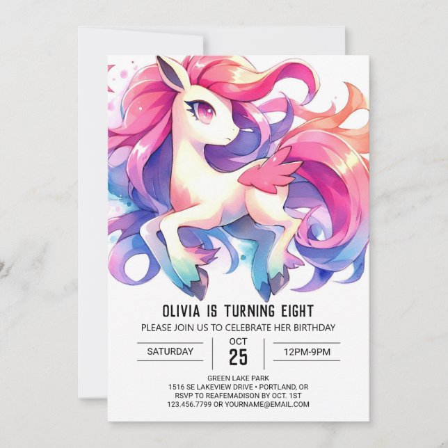 Invitación Personalizado caprichosa Horse Cumpleaños (Anverso)