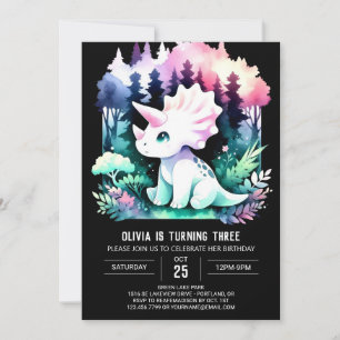 Invitación Personalizado caprichosa Triceratops Cumpleaños