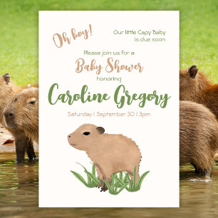 Invitación Personalizado Capy Baby Oh Boy Capybara Baby Showe