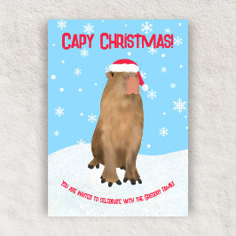 Invitación Personalizado Capybara Pun Capy Navidades vacacion