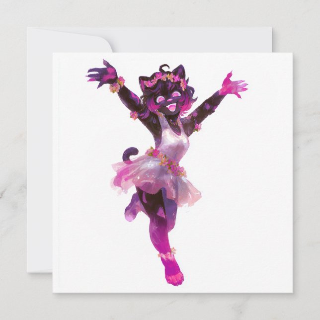 Invitación Personalizado Cat Dance Fiesta considerando (Anverso)