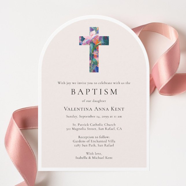 Invitación Personalizado católico-floral de corte moderno fot (Subido por el creador)
