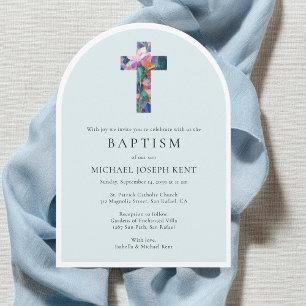 Invitación Personalizado católico-floral de corte moderno fot