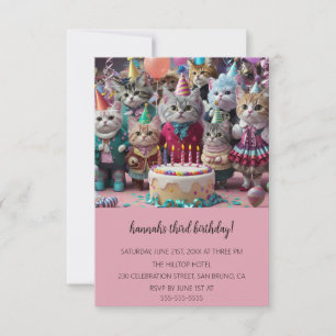 Invitación Personalizado Cats Kids Fiesta de cumpleaños perfe