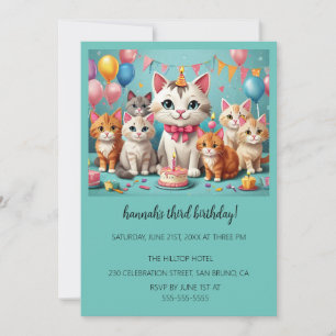 Invitación Personalizado Cats Kids Fiesta de cumpleaños perfe