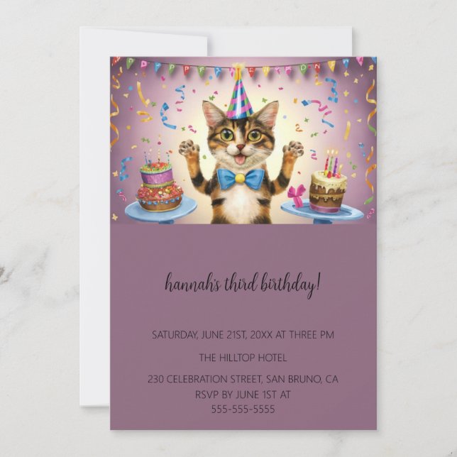 Invitación Personalizado Cats Kids Fiesta de cumpleaños perfe (Anverso)