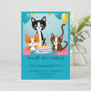Invitación Personalizado Cats Kids Fiesta de cumpleaños perfe