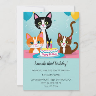 Invitación Personalizado Cats Kids Fiesta de cumpleaños perfe