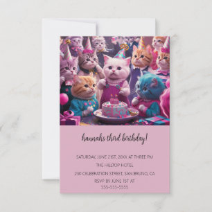 Invitación Personalizado Cats Kids Fiesta de cumpleaños perfe