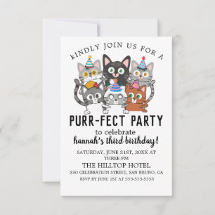 Invitación Personalizado Cats Kids Fiesta de cumpleaños perfe