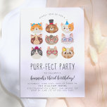 Invitación Personalizado Cats Kids Fiesta de cumpleaños perfe<br><div class="desc">¡Celebra tu día especial con estas adorables invitaciones de cumpleaños con temática de gatos! Estas tarjetas incluyen nueve gatos personalizados con accesorios divertidos, como coronas florales, arcos, gafas, bandas de cabeza, gorras y más. Los detalles de su fiesta personalizado aparecen a continuación en la tipografía de escritura moderna. Las tarjetas...</div>