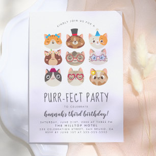 Invitación Personalizado Cats Kids Fiesta de cumpleaños perfe