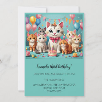 Invitación Personalizado Cats Kids Fiesta de cumpleaños perfe