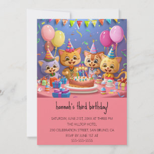 Invitación Personalizado Cats Kids Fiesta de cumpleaños perfe