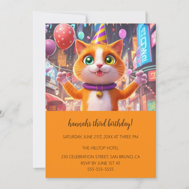 Invitación Personalizado Cats Kids Fiesta de cumpleaños perfe (Anverso)