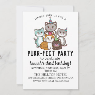 Invitación Personalizado Cats Kids Fiesta de cumpleaños perfe