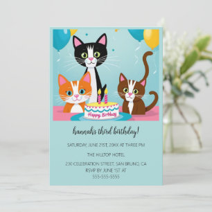 Invitación Personalizado Cats Kids Fiesta de cumpleaños perfe