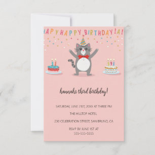 Invitación Personalizado Cats Kids Fiesta de cumpleaños perfe