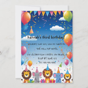 Invitación Personalizado Cats Kids Fiesta de cumpleaños perfe
