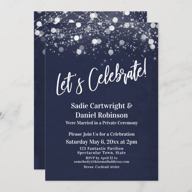 Invitación Personalizado celebremos la recepción naval (Anverso / Reverso)