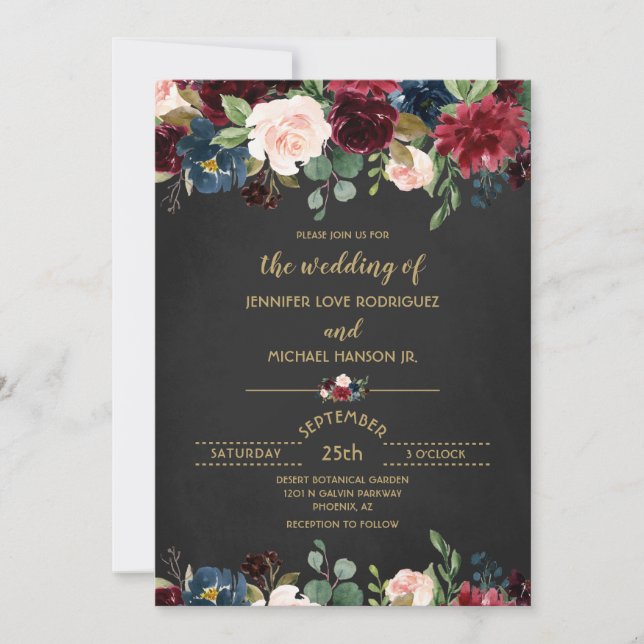 Invitación Personalizado Chalkboard Boda de la Marina de Borg (Anverso)