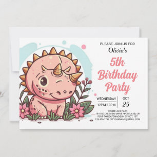 Invitación Personalizado Chica bohemia Chica Dinosaurio Cumpl