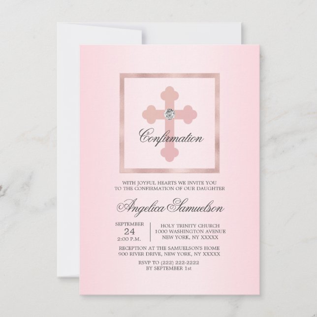 Invitación Personalizado CHICA de la ceremonia de confirmació (Anverso)