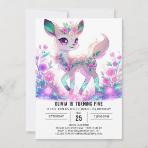 Invitación Personalizado Chica Deer Digital Cumpleaños