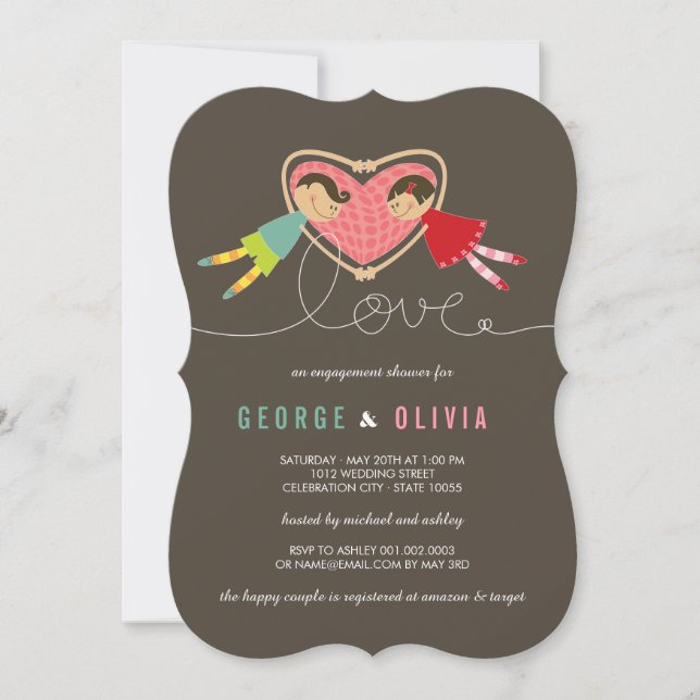 Invitación Personalizado Chica Love Engagement Shower Invite (Anverso)