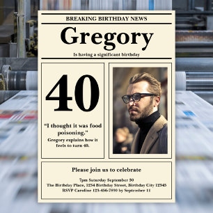 Invitación Personalizado Cita divertida periódico retro 40 cu
