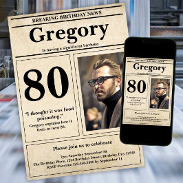 Invitación Personalizado Cita graciosa diario Retro 80 cumple
