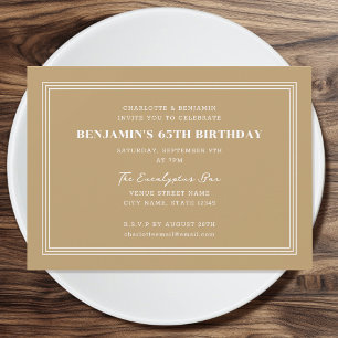 Invitación Personalizado clásico cumpleaños 65ª arena oscura