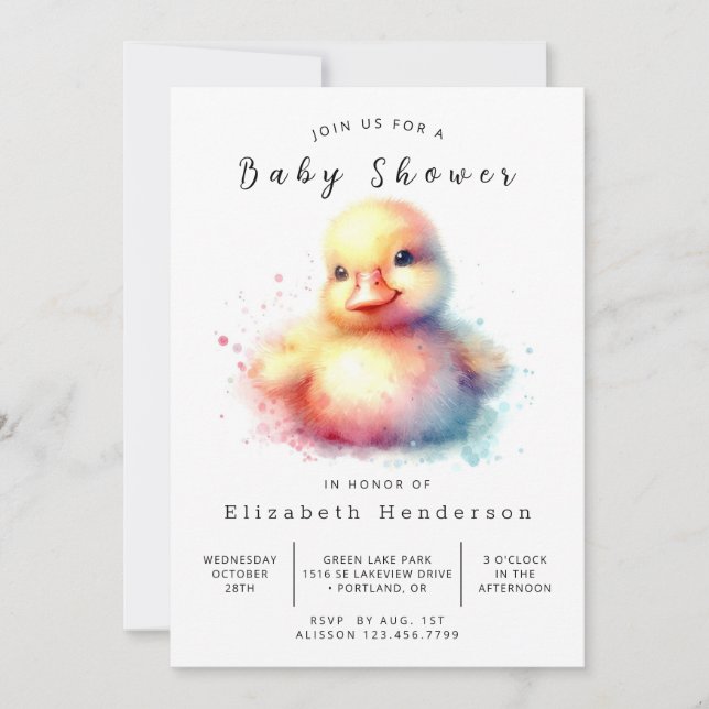 Invitación Personalizado clásico Duck Baby Shower (Anverso)